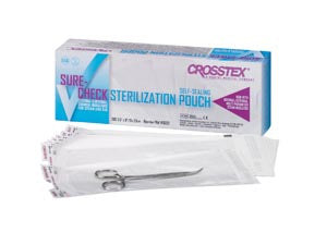 Crosstex International Crosstex Sure-Check Sterilization Pouches  5¼" x 6½", 200/bx, 10 bx/cs