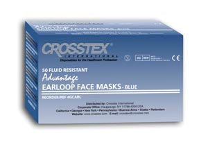 Crosstex International Crosstex Advantage Earloop Mask  (LF), Blue, 50/bx, 10 bx/cs (60 cs/plt)