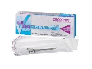 Crosstex International Crosstex Sure-Check Sterilization Pouches  3½" x 9", 200/bx, 20 bx/cs