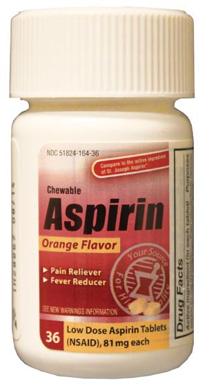 New World Imports Careall® Aspirin  Chewable-Tablets-81mg-36-btl-24-btl-cs-Compare-to-
