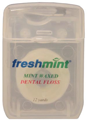 New World Imports Freshmint Dental Floss  Dental Floss, Mint, Waxed, 12 yds, 12/bg, 12 bg/cs