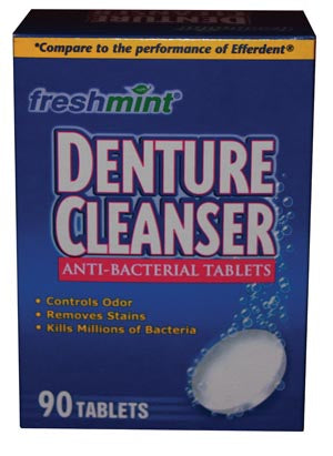 New World Imports Freshmint® Denture Tablets  Efferdent-90-bx-24-bx-cs-60-cs-plt