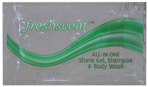 BODY WASH SHAMPOO SHAVE LOTION.33 OZ 100/BX 10BX/CS