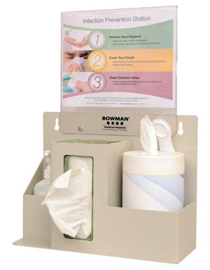 Marketlab Bowman Infection Prevention Organizer/Station  Holds 1-2 Tissue Bxs OR 1 Glove Bx Box, 1 Hand San