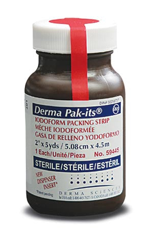 PACKING STRIP .25X5YD IODOFORMW/PLASTIC DISPENSER 12/CS
