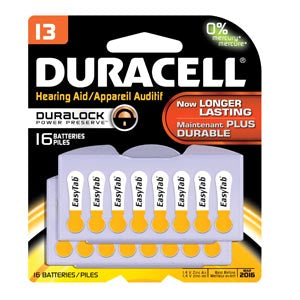 Duracell  Hearing Aid Battery  Battery, Zinc Air, Size 13, 16pk, 6 pk/bx, 6 bx/cs
