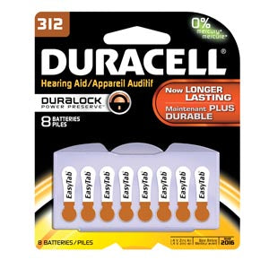Duracell  Hearing Aid Battery  Battery, Zinc Air, Size 312, 8/pk, 6 pk/bx (UPC