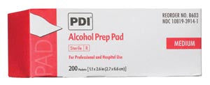 Pdi Professional Disposables, Intl. Pdi Alcohol Prep Pad  Pad, Medium, Sterile, 1.1” x 2.6”, Applicator 2” x