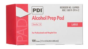 Pdi Professional Disposables, Intl. Pdi Alcohol Prep Pad  Pad, Lrg., Sterile, 1.7” x 3.5”, Applicator 2½" x