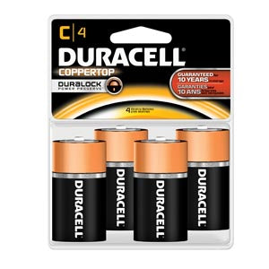 Duracell  Coppertop Alkaline Retail Battery With Duralock Power Preserve Technology  Size C, 4pk, 18 pk/cs (UPC