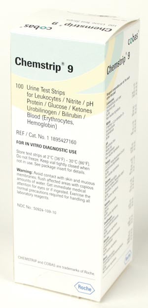 Roche Chemstrip Urinalysis Products  9:(Leukoctytes, Nitrite, pH, Protein, Glucose, Ket