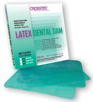 Crosstex International Crosstex Dental Dams  Dam, Thin, Green, 6" x 6", Mint, 36 sheets/bx