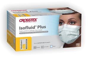 Crosstex International Crosstex Isofluid Plus Earloop Mask  (LF), Blue, 50/bx, 10 bx/ctn