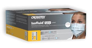 Crosstex International Crosstex Securefit Isofluid Face Mask  Mask with Splash Shield, FogFree, Blue, 25/bx, 4 b