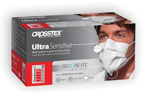 Crosstex International Crosstex Securefit Ultra Sensitive Earloop Mask  Mask, White, 50/bx, 10 bx/ctn