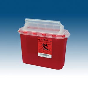 Plasti Wall Mounted Sharps Disposal System  Container-5.4-Qt-Red-10-bx-2-bx-cs