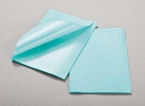 Tidi Products, Llc Tidi 2-Ply Tissue/Poly Towel & Bib  Towel, 2-Ply Tissue/ Poly Blue, Rib Embossed, 13"