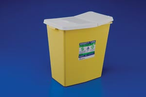 Cardinal Health Chemosafety Containers  Sharps Container, 18 Gal, Yellow, Hinged Lid, 26"H