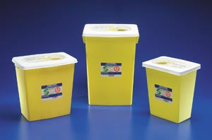 Cardinal Health Chemosafety Containers  Sharps Container, 18 Gal, Yellow, Sliding Lid, 6"