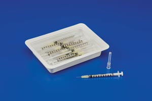 Cardinal Health Monoject Allergy Trays With Attached Needle  Tray, 1mL TB Syringe, 28 x ½", 25/tray, 40 trays/c