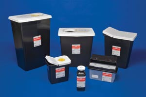 Cardinal Health Rcra Hazardous Waste Containers  Waste-Container-Hinged-Lid-Black-12-Gal-10-cs