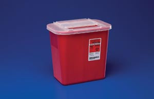 Cardinal Health Sharps Containers  Container, 2 Gal, Red, Clear Lid, 10.1"H x 7¼"D x