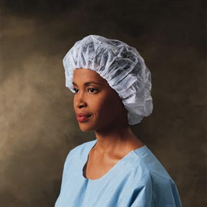 Halyard Bouffant Cap  S punbound, White, X-Large, 100/ctn, 3 ctn/cs