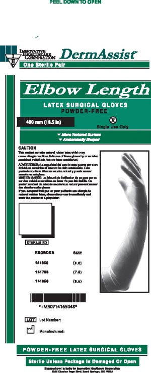 Innovative Healthcare Corp., Inc. Innovative Dermassist Elbow Length Powder-Free Latex Surgical Gloves  Size 8½, Latex, Sterile, Textured, Elbow Length (1