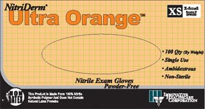Innovative Healthcare Corp., Inc. Innovative Nitriderm Ultra Orange Powder-Free Exam Gloves  Exam, Nitrile, Non-Sterile, PF, Textured, XXX-Larg