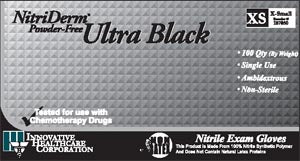 Innovative Healthcare Corp., Inc. Innovative Nitriderm Ultra Black Powder-Free Nitrile Synthetic Gloves  Exam, XX-Large, Nitrile, Chemo & Fentanyl Tested,