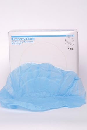 Halyard Bouffant Cap  S punbound, Blue, Large (24"), 100/ctn, 5 ctn/cs
