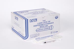 Exel Corporation Exel Tb Tuberculin Syringes With Luer Lock  Space Plunger, Luer Lock with Cap, 100/bx, 10 bx/c