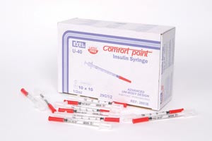 Exel Corporation Exel Veterinary U-40 Insulin Syringe  Syringe, ½cc, U-40, 29G x ½", 100/bx, 5 bx/cs, FOR