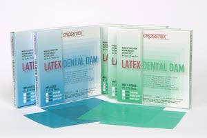 Crosstex International Crosstex Dental Dams  Dam, Thin, Green, 5" x 5", Mint, 52 sheets/bx