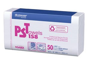 Graham Medical Dental Towels  PST 158 Towel, Huck Finish, 2-Ply, 12" x 24½", Whi