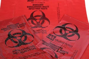 Medegen Biohazardous Waste Bags  Infectious Waste Bag, 23" x 23" Red, 1.1 mil, 500/