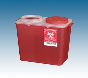 Plasti Horizontal Entry Sharps Containers  Big Mouth Container, 8 Qt Red, 20/cs (Item is on a