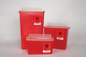 Plasti Horizontal Entry Sharps Containers  Horizontal Entry Container, 8 Qt Red, 20/cs (24 cs