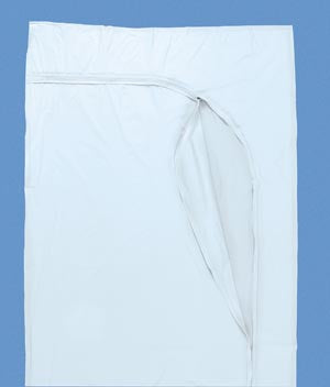 Busse Post Mortem Bags & Kits  Post Mortem Bag, White, Curved Zipper, 3 White Tag