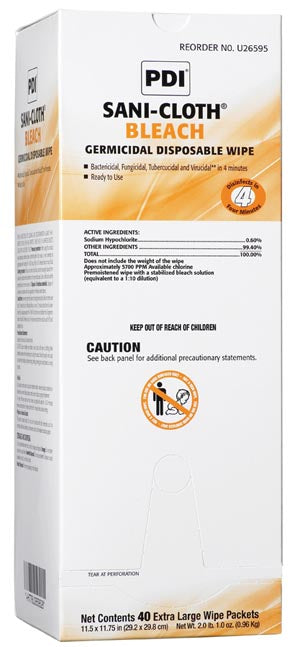 Pdi - Professional Disposables, Intl. Pdi Sani-Cloth Blea. Germicidal Disposable Wipe  . Germicidal Disposable Wipe, X-Lrg., 11½" x 11¾",