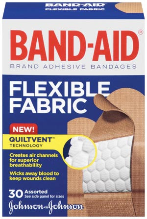 Johnson & Johnson Consumer Products J&J Band-Aid Flexible Fabric Adhesive Bandages  Flexible Fabric Adhesive Bandages, Assorted, 30/bx