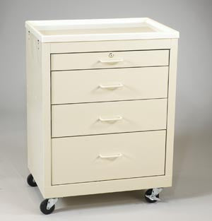 CART 4-DRAWER BEDSIDE STDLOCKED BEIGE (DROP)