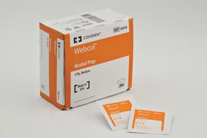 Cardinal Health Webcol Alcohol Prep Pads  Alcohol Prep Pad, Medium, 2-Ply, 200/bx, 20 bx/cs