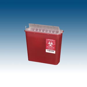 Plasti Wall Mounted Sharps Disposal System  Container-5-Qt-Red-10-bx-2-bx-cs-30-cs-plt