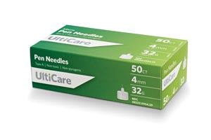 Ultimed Ulticare Pen Needles  Pen Needle, 4mm Depth, 32G x 5/32", 50/bx