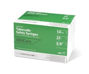 Ultimed Ulticare Tuberculin Safety Syringes  Safety Syringe, Fixed Needle, Tuberculin, 1mL, 27G