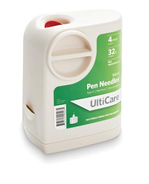 Ultimed Ulticare Ultiguard Pen Needles  Pen Needle, 4mm Depth, 32G x 5/32", 100/bx