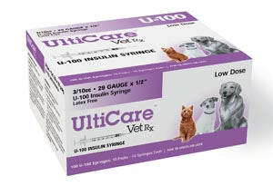 Ultimed Ultricare Vetrx Diabetes Care Insulin Syringes  U-100 Syringe, 29G x ½", 3/10cc, 100/bx