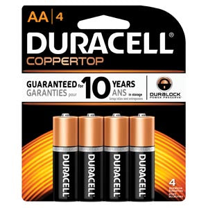 Duracell  Coppertop Alkaline Retail Battery With Duralock Power Preserve Technology  Size AA, 4pk, 14pk/bx, 4 bx/cs (UPC