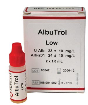 Hemocue America Hemocue Eurotrol Controls  AlbuTrol, High Level, 1mL/vial, 2 vials/bx  (Peris